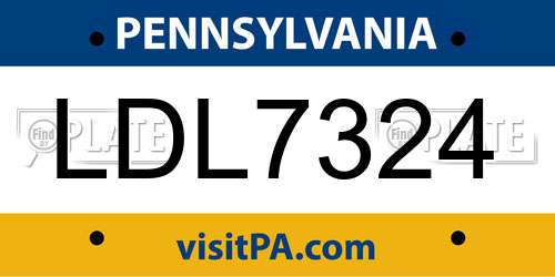LDL7324 Pennsylvania License Plate