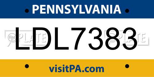 LDL7383 Pennsylvania License Plate