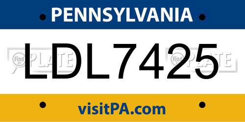 LDL7425 Pennsylvania License Plate