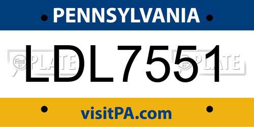 LDL7551 Pennsylvania License Plate