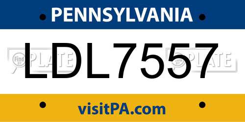LDL7557 Pennsylvania License Plate