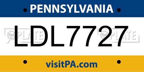 LDL7727 Pennsylvania License Plate