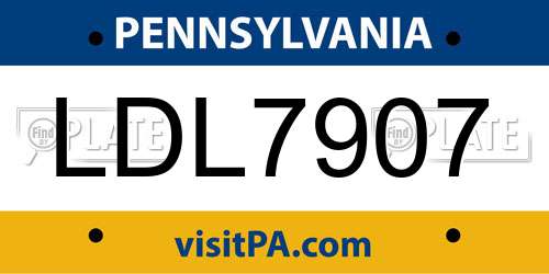 LDL7907 Pennsylvania License Plate