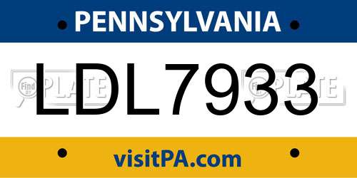 LDL7933 Pennsylvania License Plate