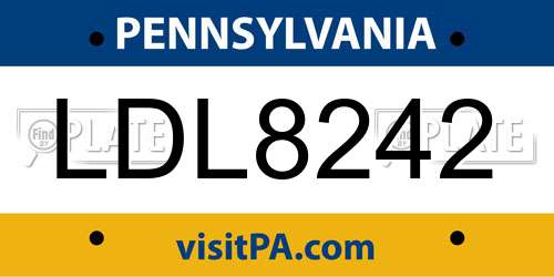 LDL8242 Pennsylvania License Plate