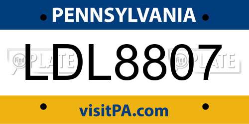 LDL8807 Pennsylvania License Plate