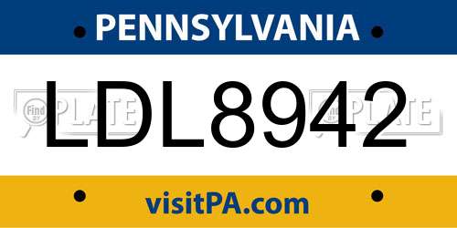 LDL8942 Pennsylvania License Plate