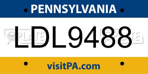 LDL9488 Pennsylvania License Plate