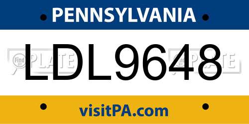 LDL9648 Pennsylvania License Plate