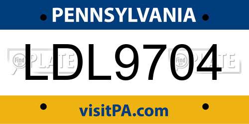 LDL9704 Pennsylvania License Plate