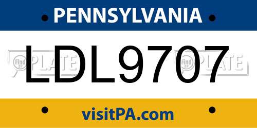 LDL9707 Pennsylvania License Plate