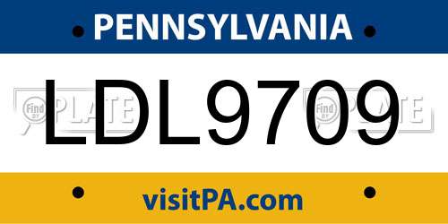LDL9709 Pennsylvania License Plate