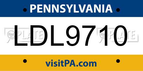 LDL9710 Pennsylvania License Plate