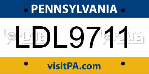 LDL9711 Pennsylvania License Plate