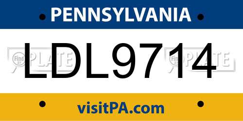 LDL9714 Pennsylvania License Plate
