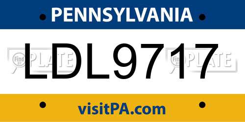LDL9717 Pennsylvania License Plate