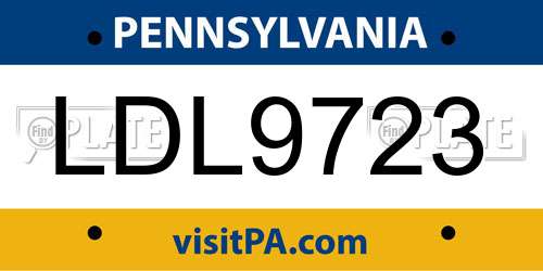 LDL9723 Pennsylvania License Plate