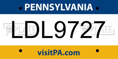 LDL9727 Pennsylvania License Plate