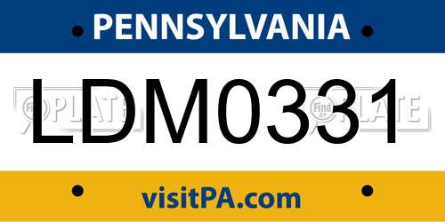 LDM0331 Pennsylvania License Plate