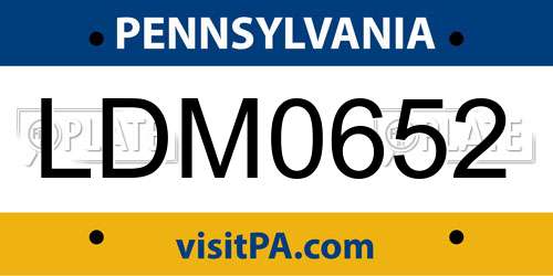 LDM0652 Pennsylvania License Plate