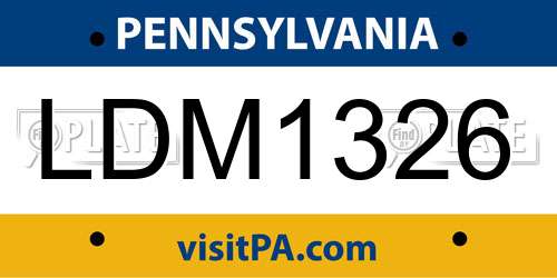 LDM1326 Pennsylvania License Plate