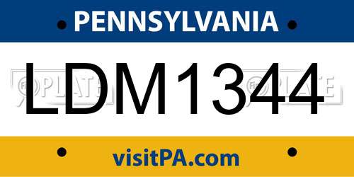 LDM1344 Pennsylvania License Plate