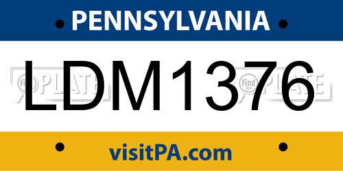 LDM1376 Pennsylvania License Plate