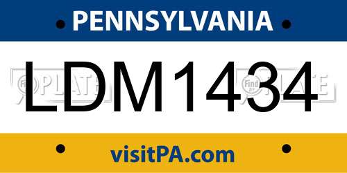 LDM1434 Pennsylvania License Plate