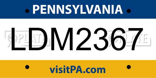 LDM2367 Pennsylvania License Plate