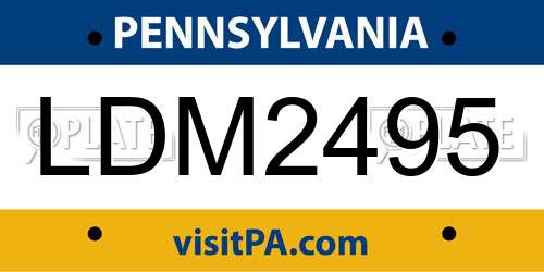 LDM2495 Pennsylvania License Plate