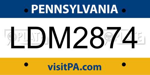LDM2874 Pennsylvania License Plate