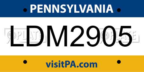 LDM2905 Pennsylvania License Plate