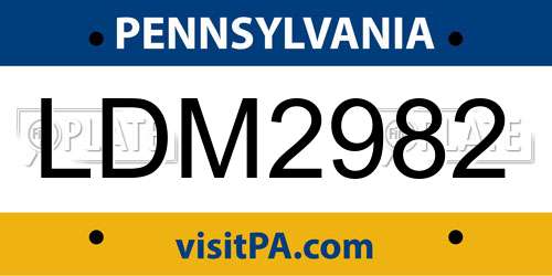LDM2982 Pennsylvania License Plate