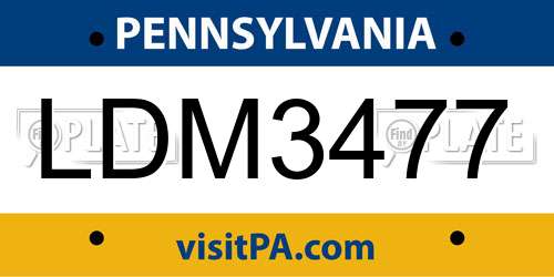 LDM3477 Pennsylvania License Plate