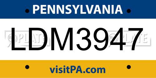 LDM3947 Pennsylvania License Plate