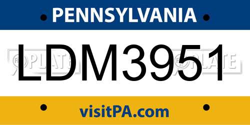 LDM3951 Pennsylvania License Plate