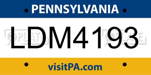 LDM4193 Pennsylvania License Plate