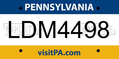 LDM4498 Pennsylvania License Plate