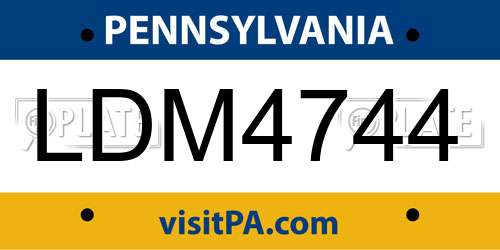 LDM4744 Pennsylvania License Plate