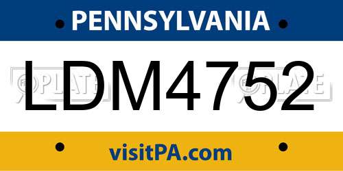 LDM4752 Pennsylvania License Plate