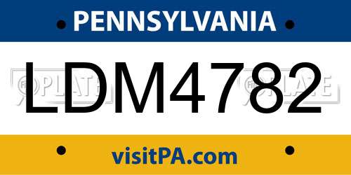 LDM4782 Pennsylvania License Plate