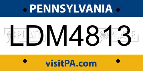LDM4813 Pennsylvania License Plate