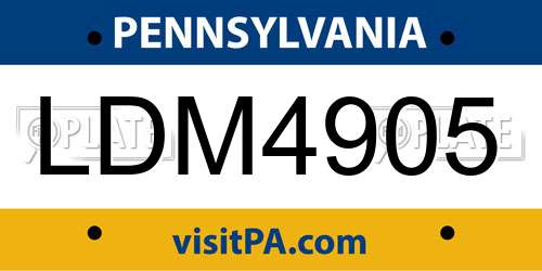 LDM4905 Pennsylvania License Plate
