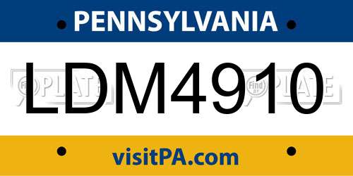 LDM4910 Pennsylvania License Plate