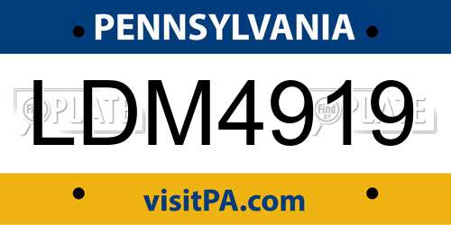 LDM4919 Pennsylvania License Plate