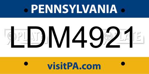 LDM4921 Pennsylvania License Plate