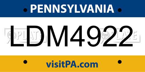 LDM4922 Pennsylvania License Plate