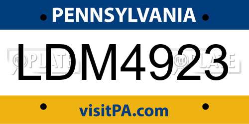 LDM4923 Pennsylvania License Plate