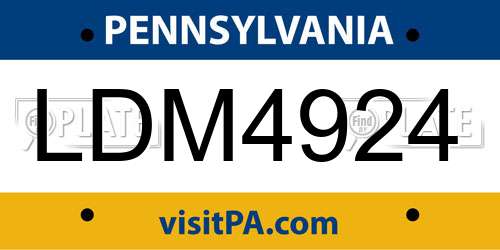 LDM4924 Pennsylvania License Plate