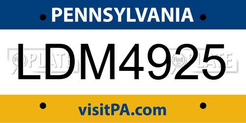 LDM4925 Pennsylvania License Plate